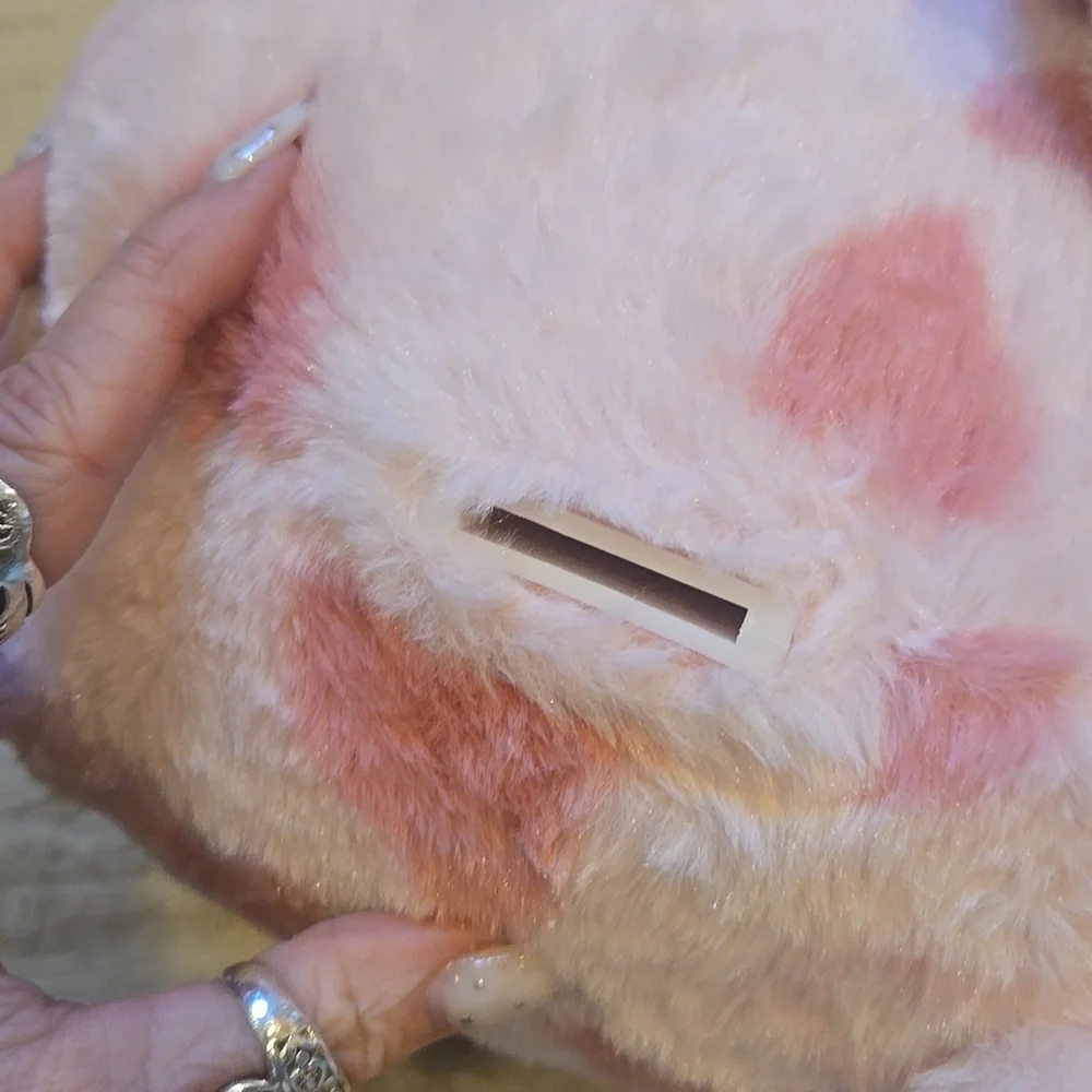 New Plush Piggy Bank with Hearts - Picture 3 of 8